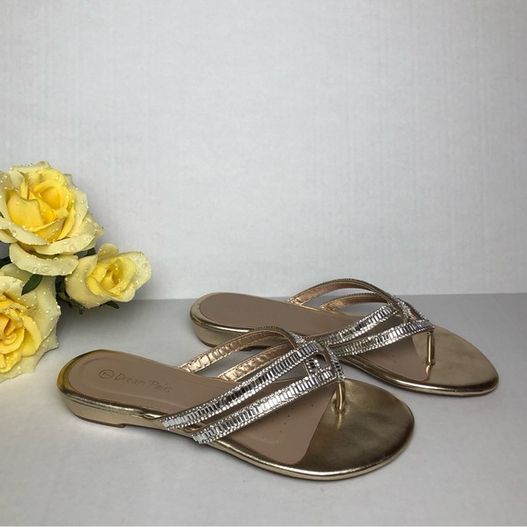 ⭐️NEW⭐️Dream Pairs Women Fashion Rhinestone Design Slides Sandals - Picture 4 of 7